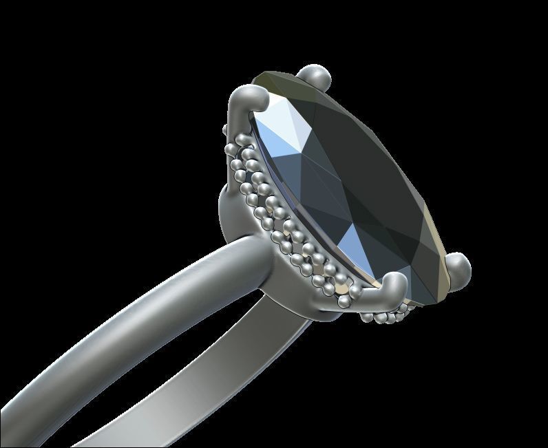 Hidden Halo Oval Diamond Engagement Ring 3D print model_6