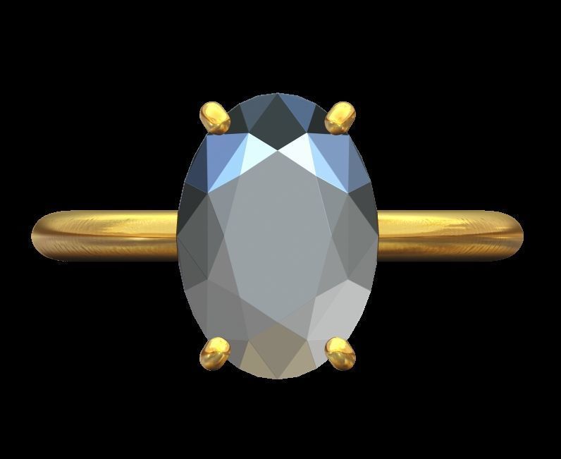 Hidden Halo Oval Diamond Engagement Ring 3D print model_1