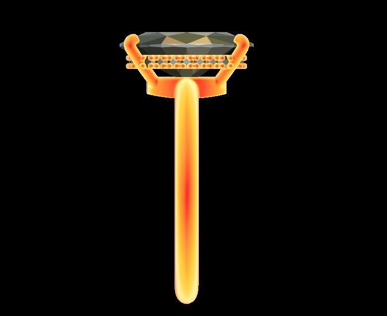 Hidden Halo Oval Diamond Engagement Ring 3D print model_13