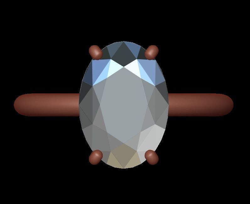 Hidden Halo Oval Diamond Engagement Ring 3D print model_11