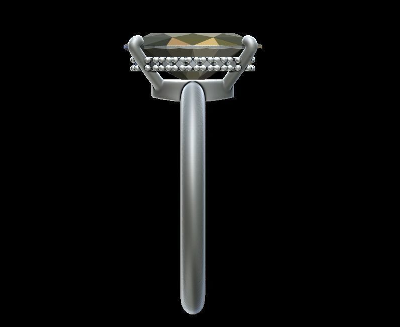 Hidden Halo Oval Diamond Engagement Ring 3D print model_10