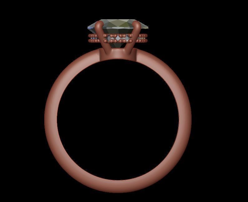 Hidden Halo Oval Diamond Engagement Ring 3D print model_9