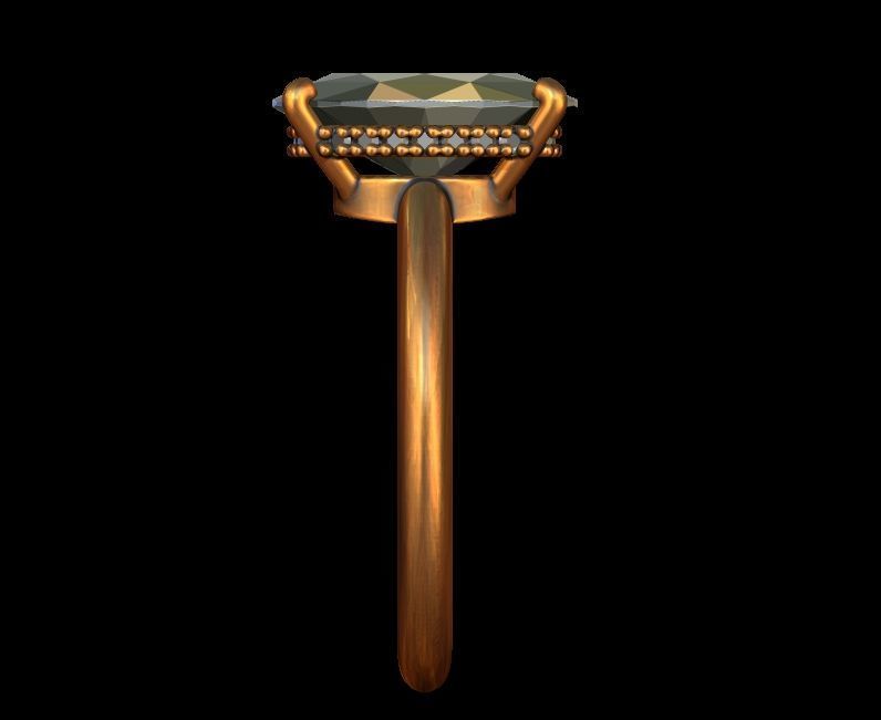 Hidden Halo Oval Diamond Engagement Ring 3D print model_4