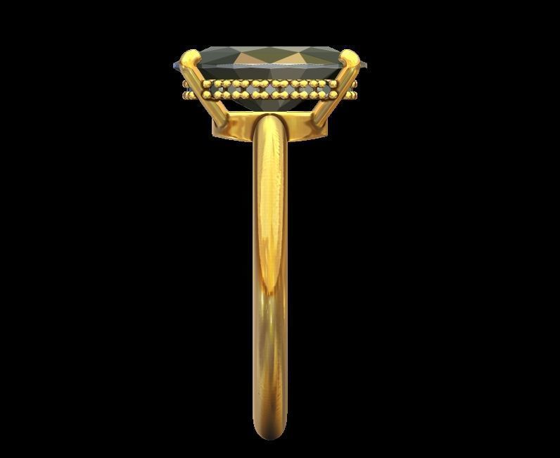 Hidden Halo Oval Diamond Engagement Ring 3D print model_3