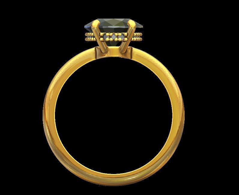 Hidden Halo Oval Diamond Engagement Ring 3D print model_15