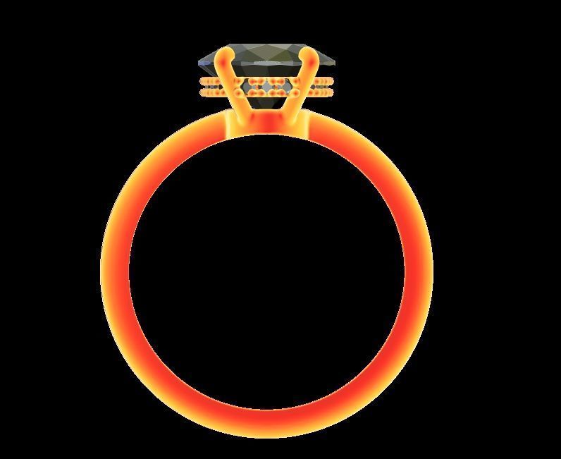 Hidden Halo Oval Diamond Engagement Ring 3D print model_14