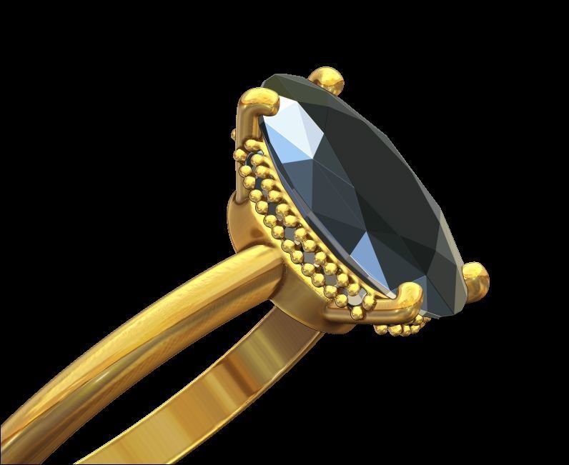 Hidden Halo Oval Diamond Engagement Ring 3D print model_2