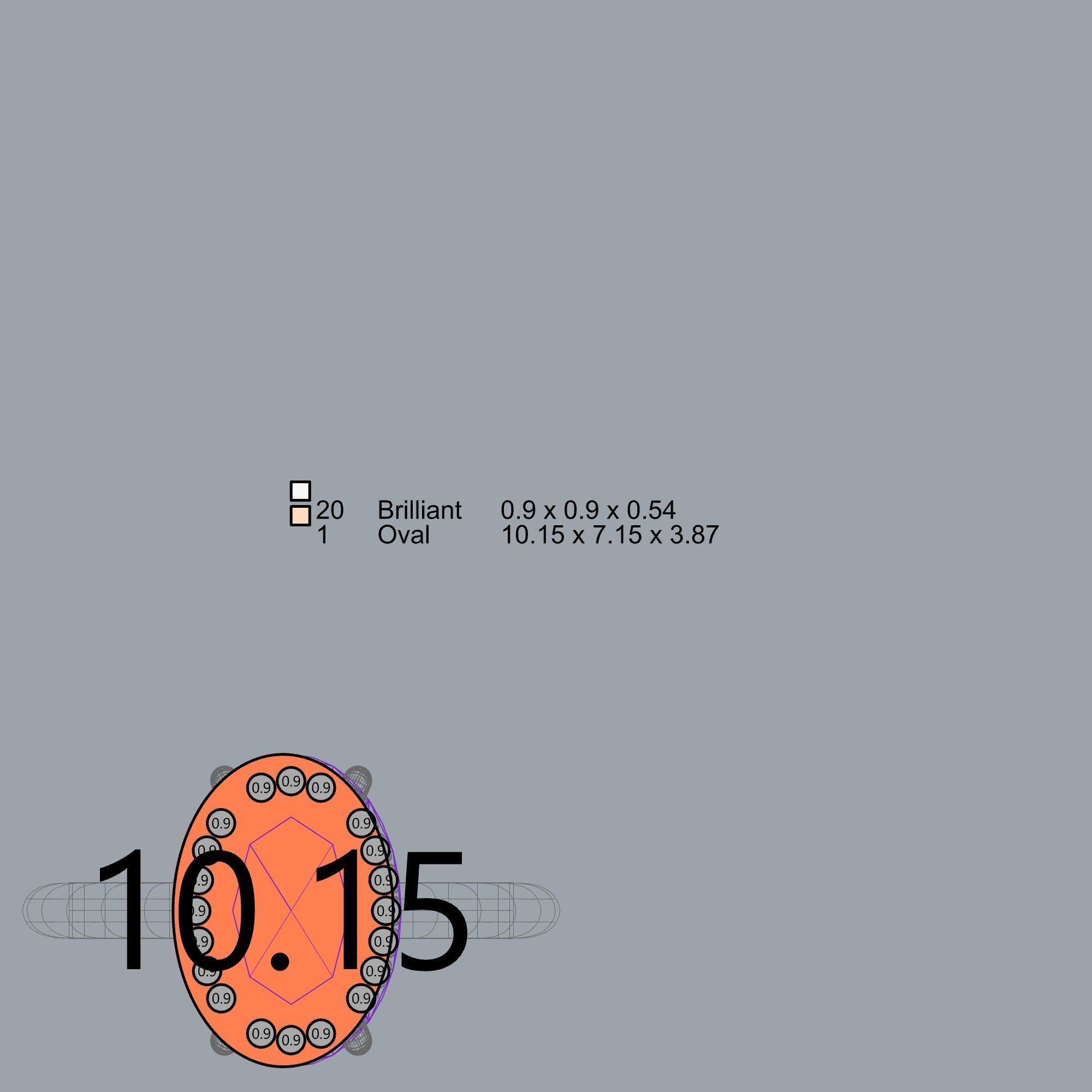 Hidden Halo Oval Diamond Engagement Ring 3D print model_5