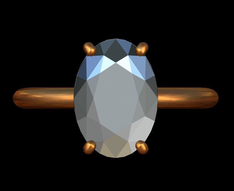 Hidden Halo Oval Diamond Engagement Ring 3D print model_7