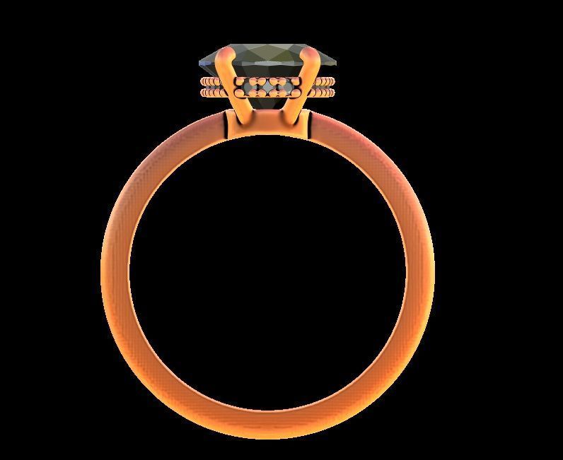 Hidden Halo Oval Diamond Engagement Ring 3D print model_12