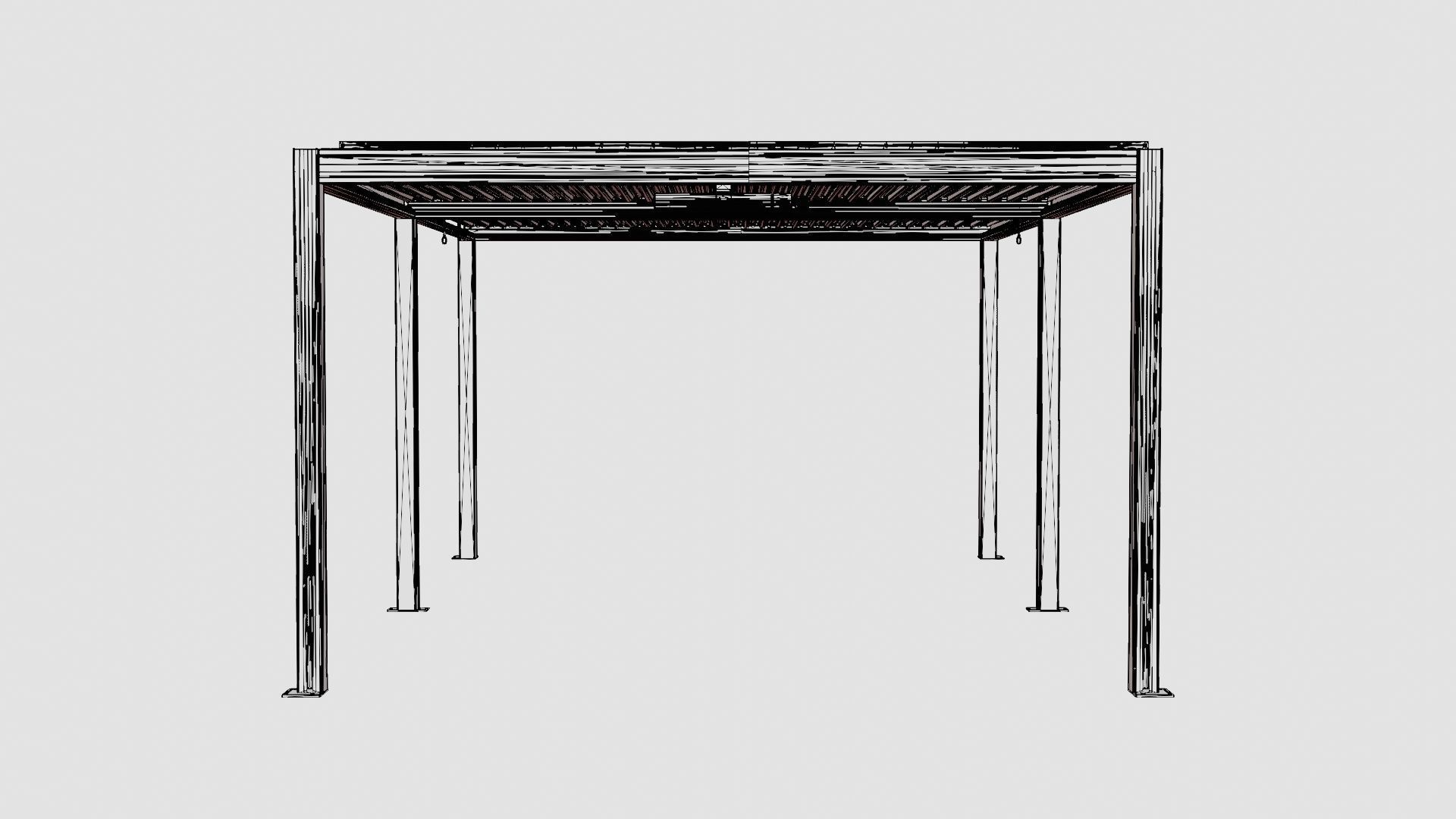 Pergola 4x6 Black Low-poly 3D model_8