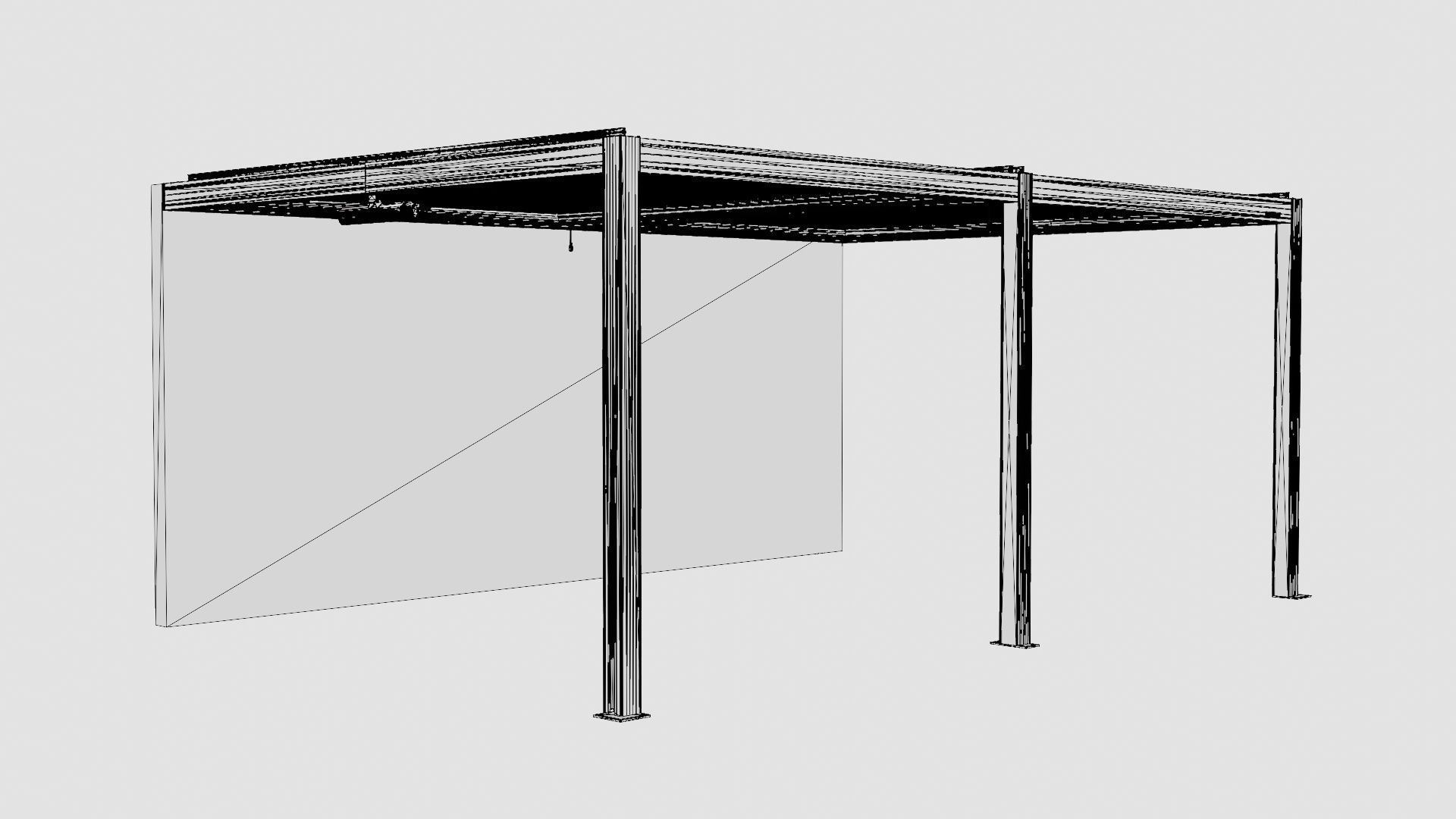 Pergola 4x6 Antracit Wall Low-poly 3D model_7