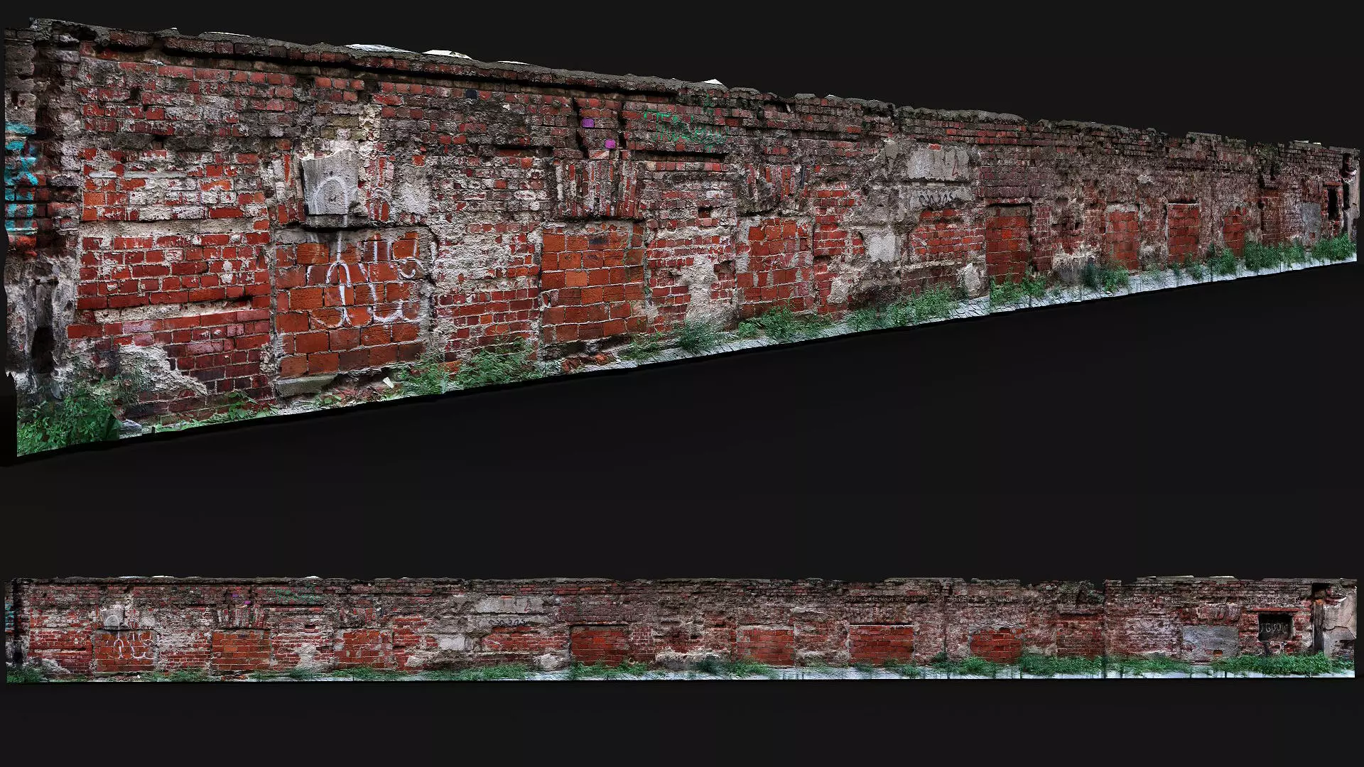 brickwall ruins derelict building photogrammetry Low-poly 3D model