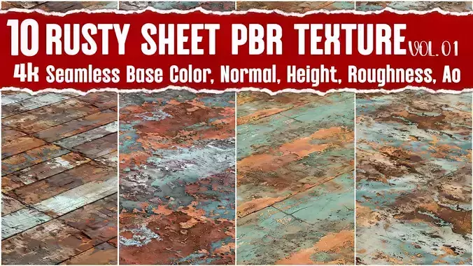 Rusty Sheet VOL01 4K Seamless PNG PBR Textures