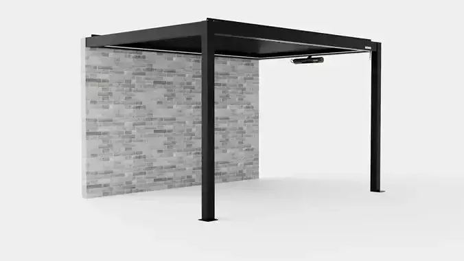 Pergola 3x4 Black with Wall