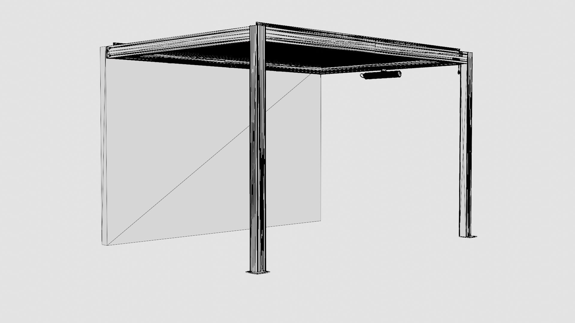 Pergola 3x4 Antracit with Wall Low-poly 3D model_7