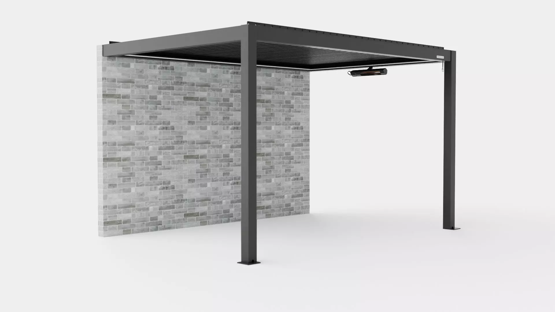 Pergola 3x4 Antracit with Wall Low-poly 3D model_0
