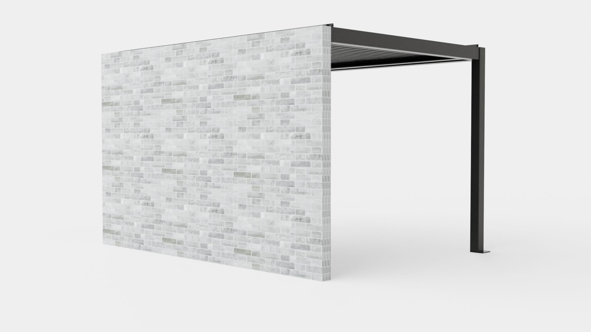 Pergola 3x4 Antracit with Wall Low-poly 3D model_3