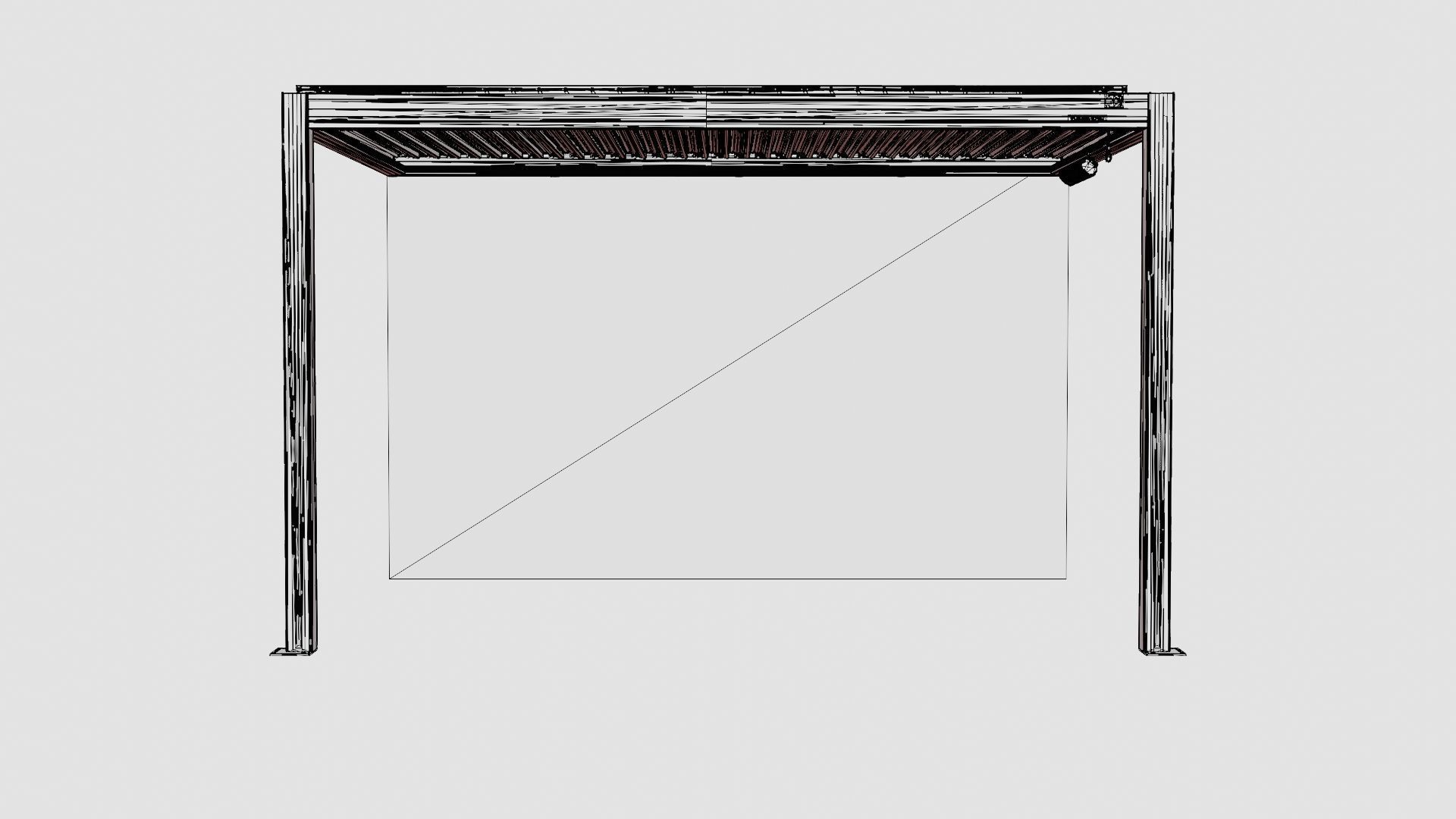 Pergola 3x4 Antracit with Wall Low-poly 3D model_6