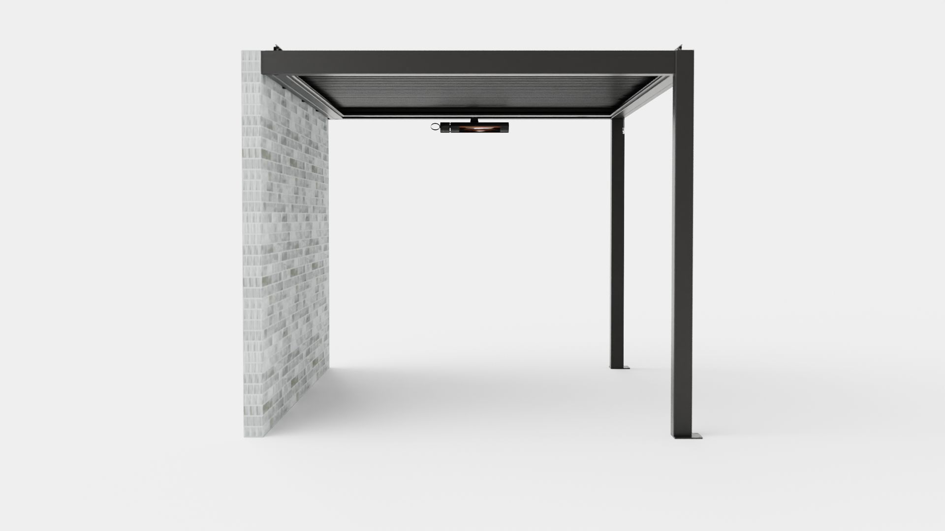 Pergola 3x4 Antracit with Wall Low-poly 3D model_2