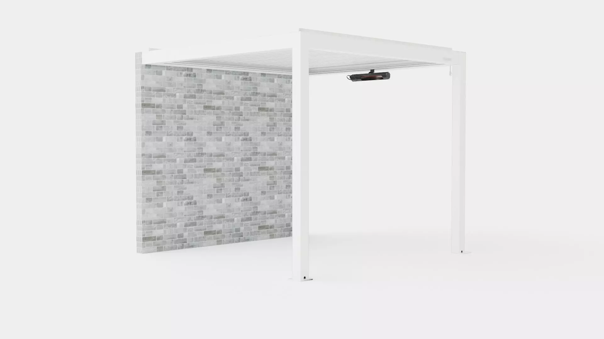 Pergola 3x3 White with Wall Low-poly 3D model_0