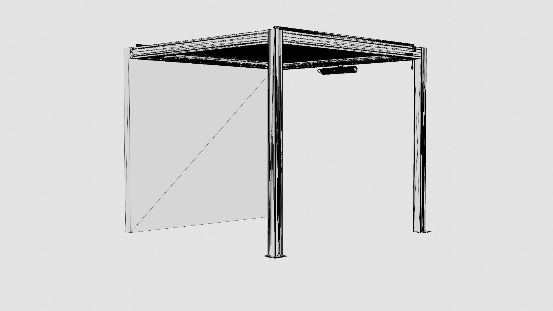 Pergola 3x3 White with Wall Low-poly 3D model_7