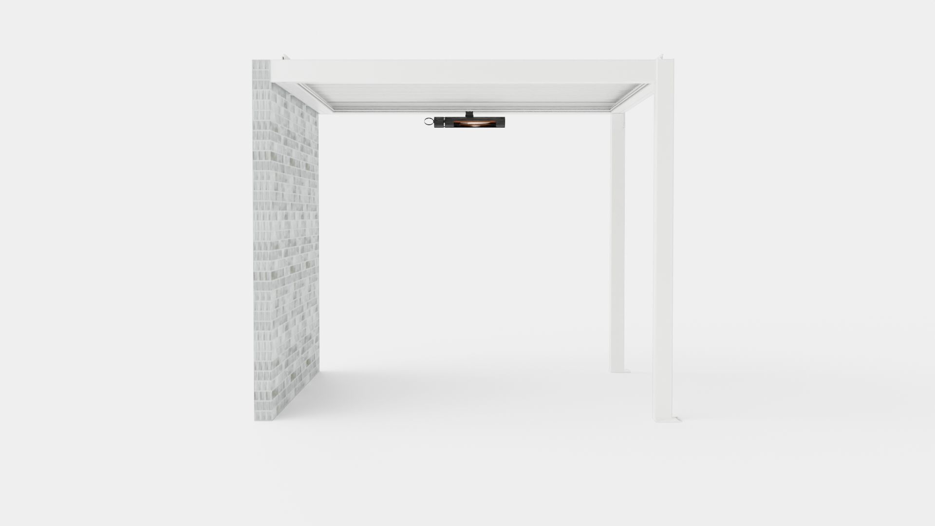 Pergola 3x3 White with Wall Low-poly 3D model_2