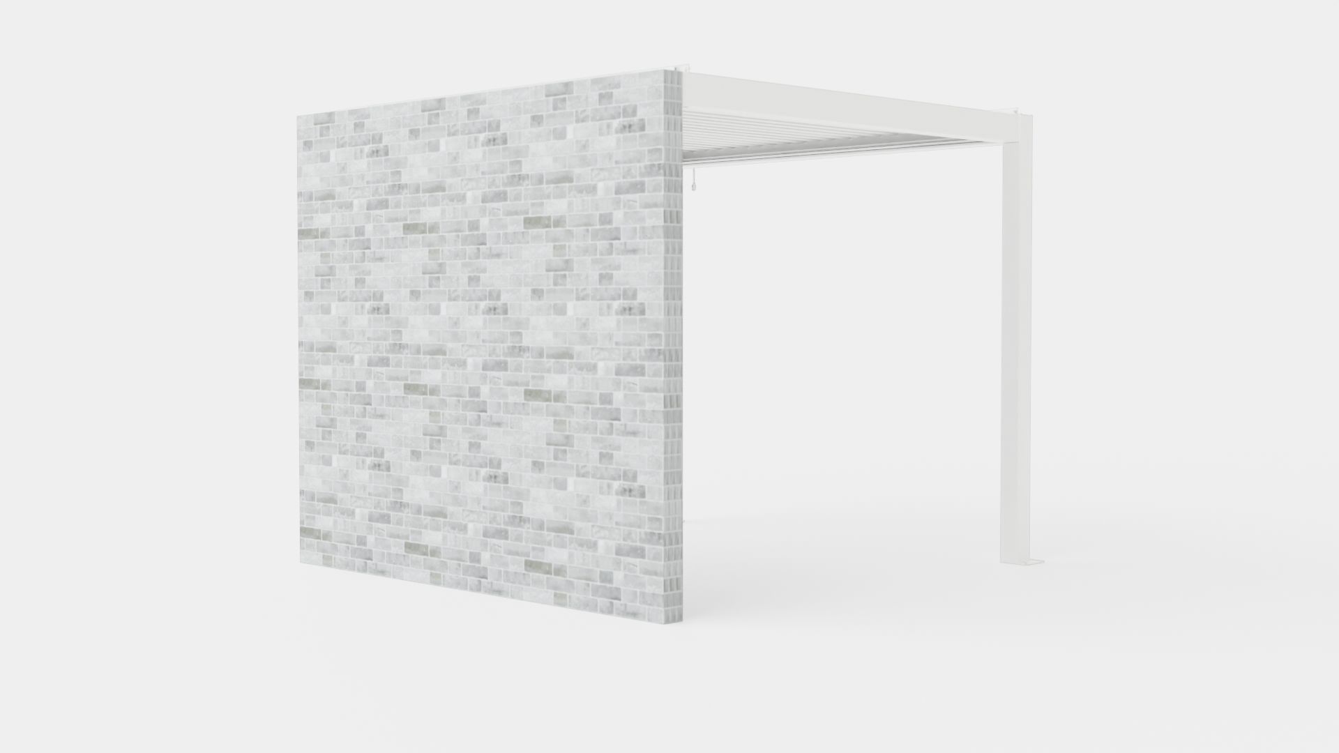Pergola 3x3 White with Wall Low-poly 3D model_3