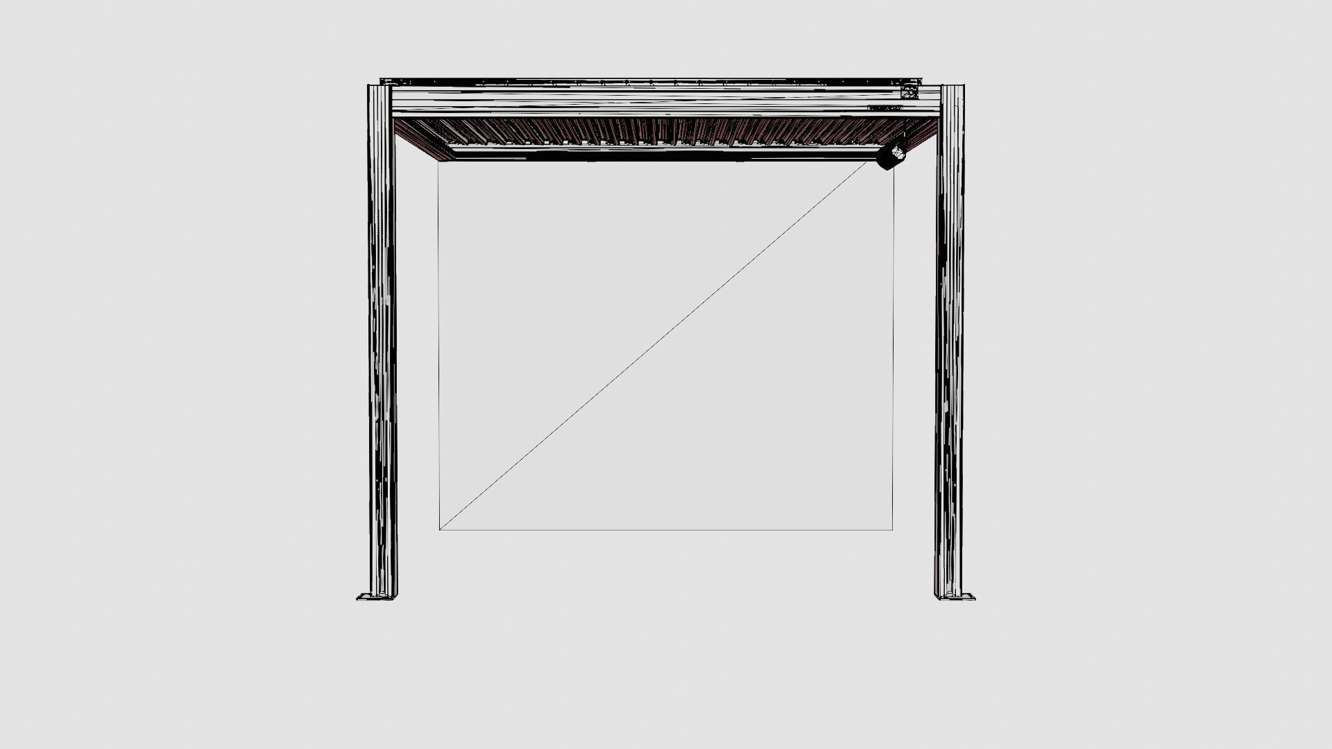 Pergola 3x3 White with Wall Low-poly 3D model_6