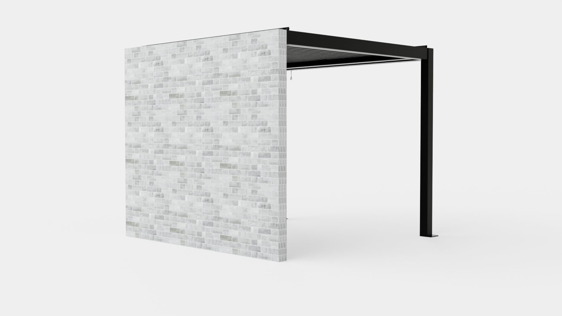 Pergola 3x3 Black with Wall Low-poly 3D model_3