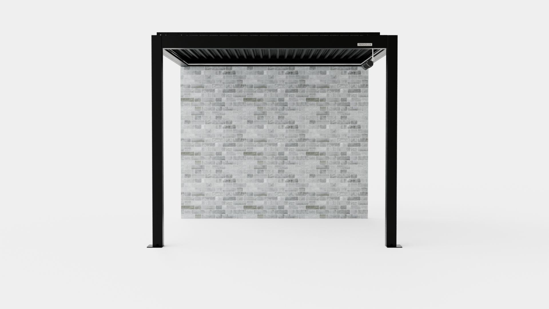Pergola 3x3 Black with Wall Low-poly 3D model_1