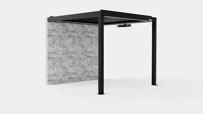 Pergola 3x3 Black with Wall