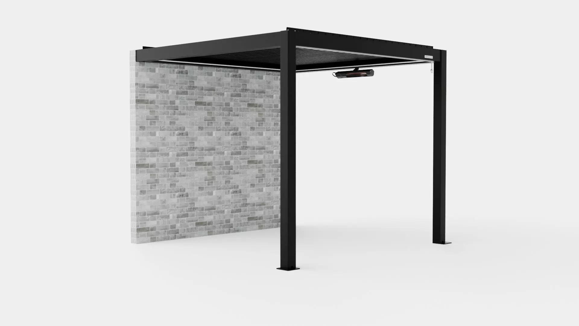 Pergola 3x3 Black with Wall Low-poly 3D model_0