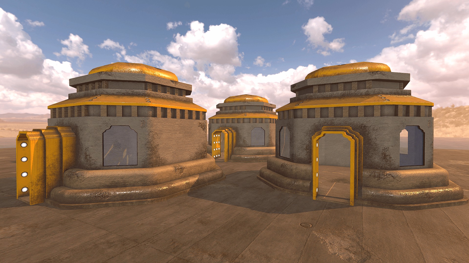 SciFi Desert Building 4 Low-poly 3D model_1