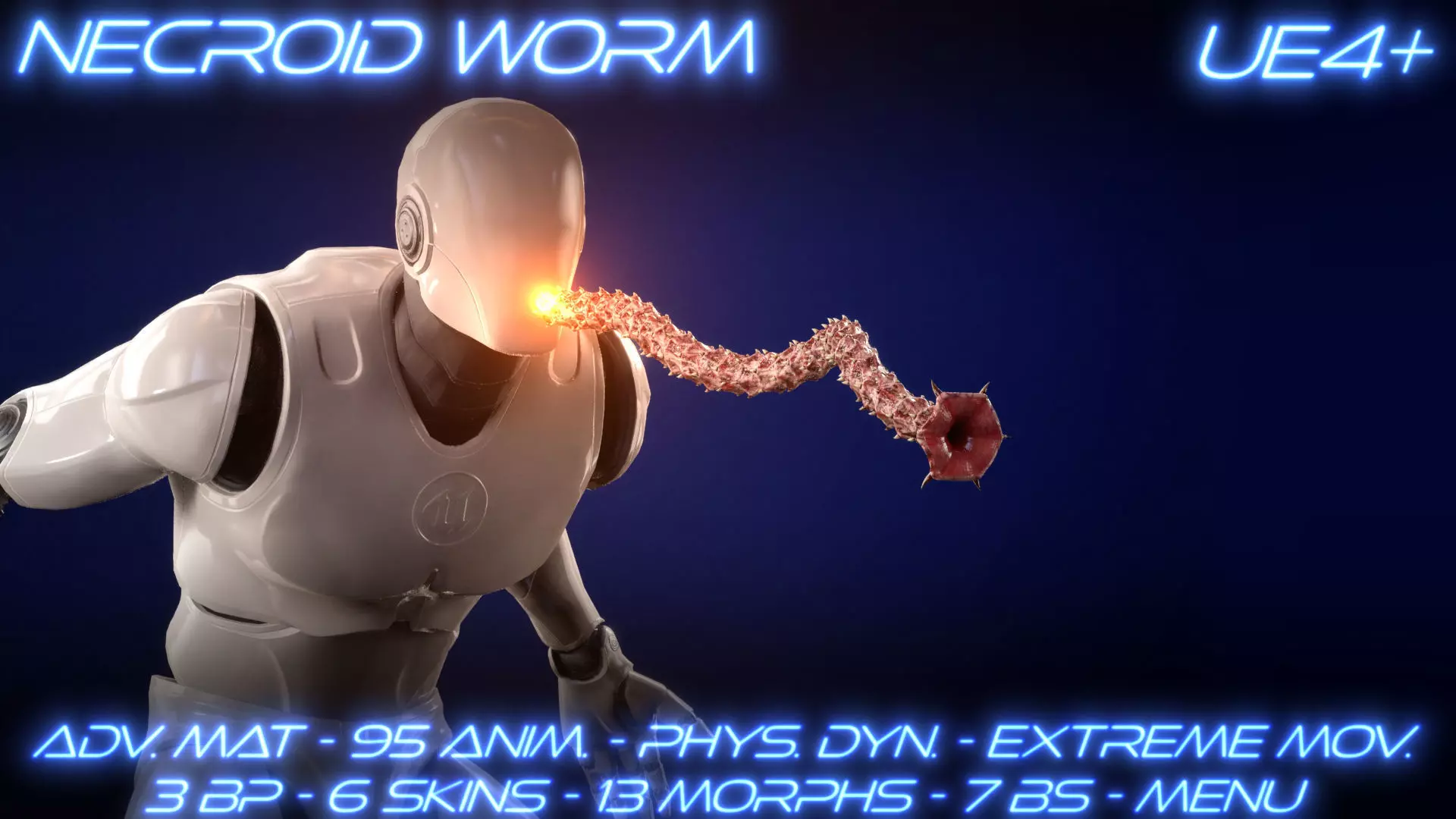 Necroid Worm Low-poly 3D model