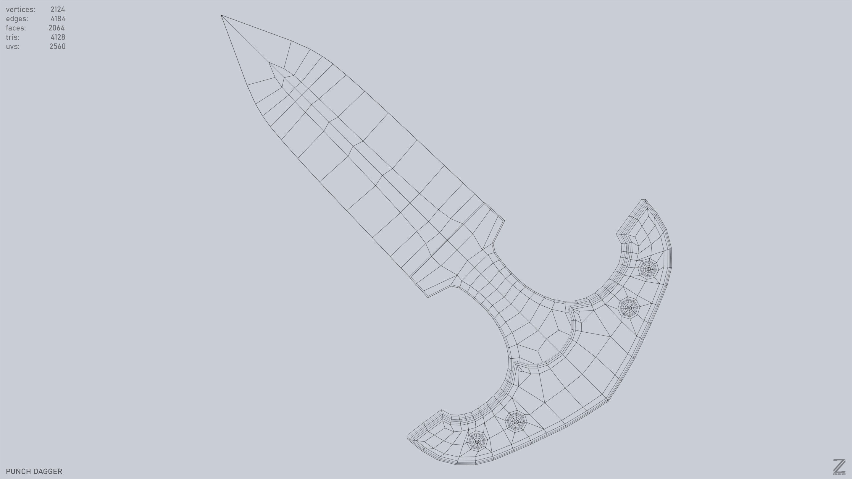 Punch dagger Low-poly 3D model_10