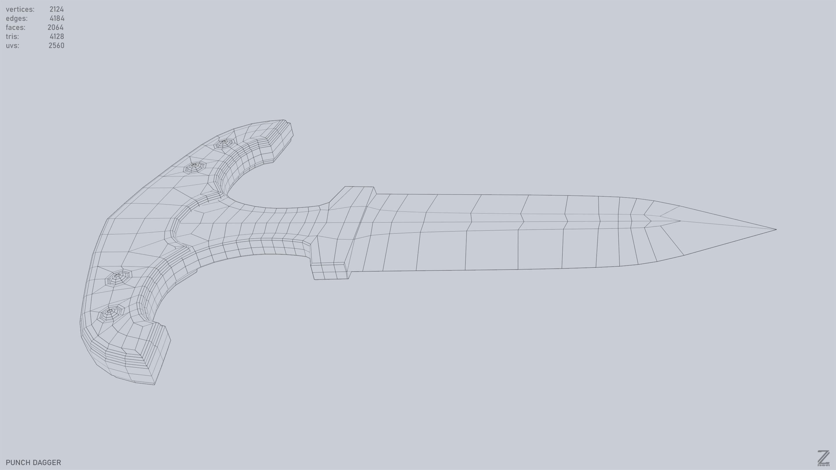 Punch dagger Low-poly 3D model_14