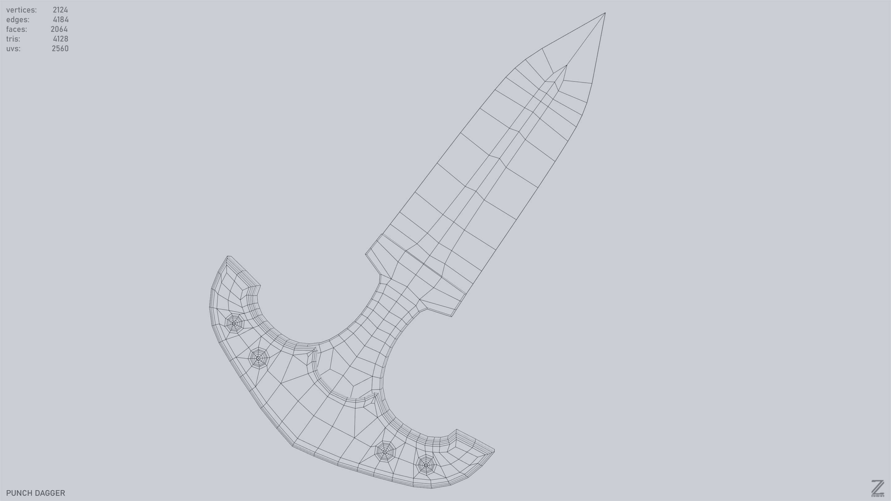 Punch dagger Low-poly 3D model_15