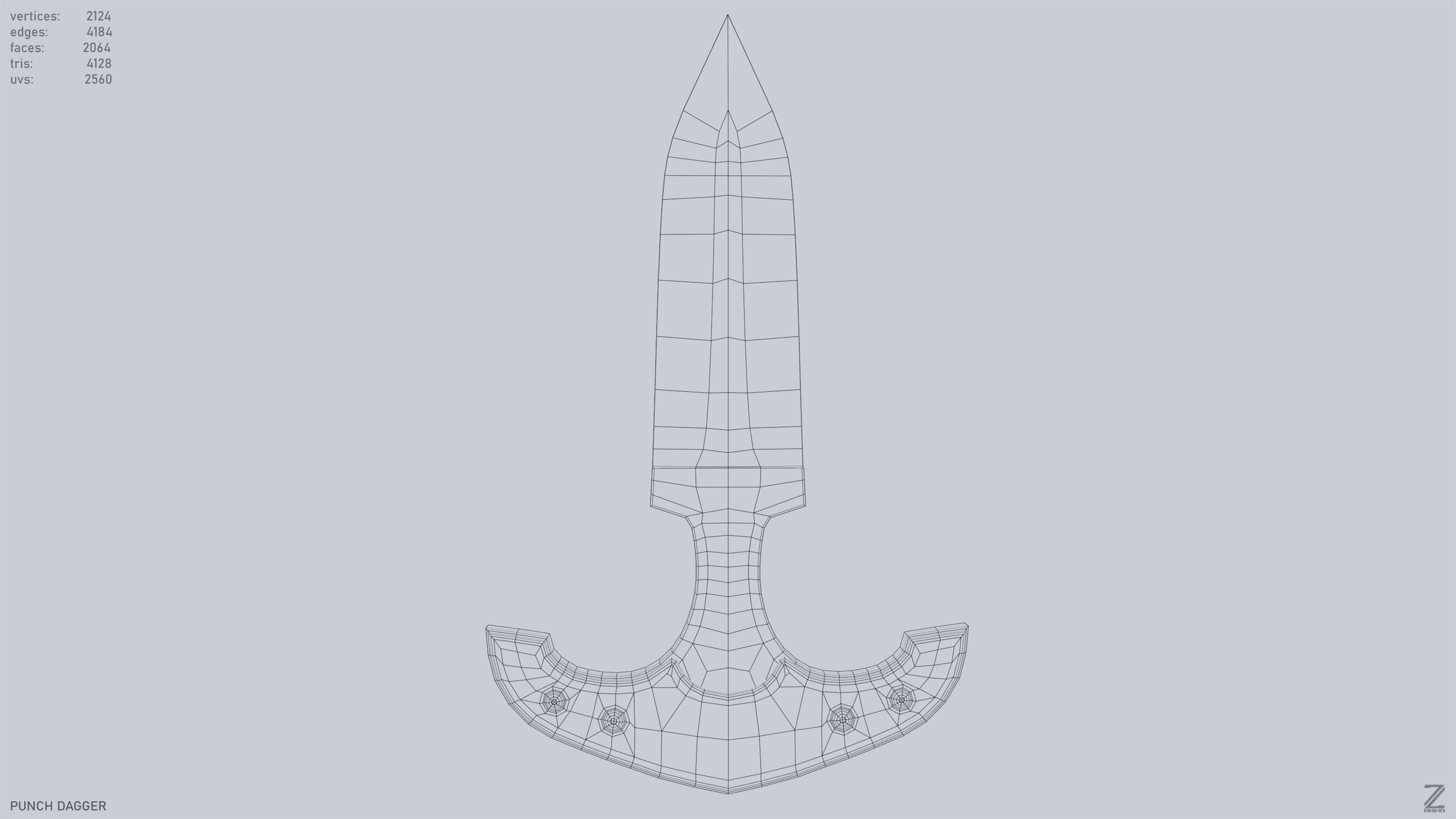 Punch dagger Low-poly 3D model_9