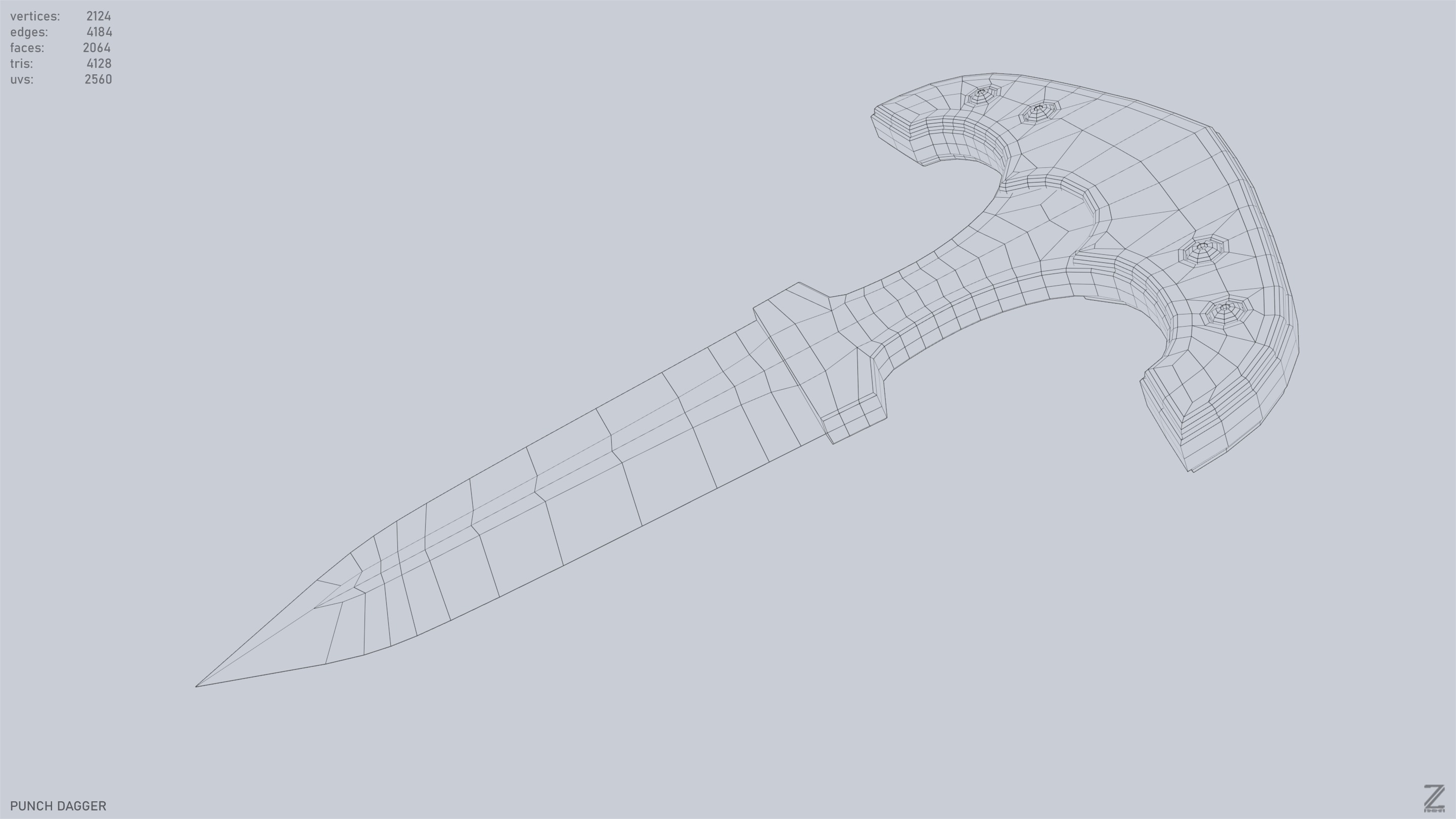 Punch dagger Low-poly 3D model_12