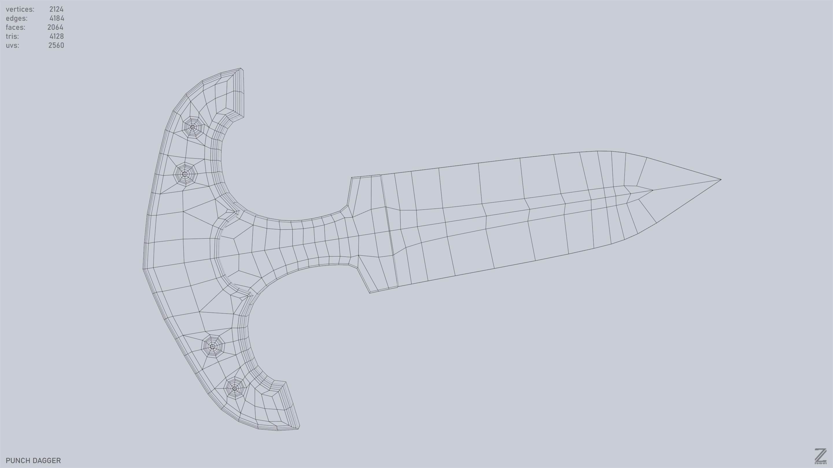 Punch dagger Low-poly 3D model_11