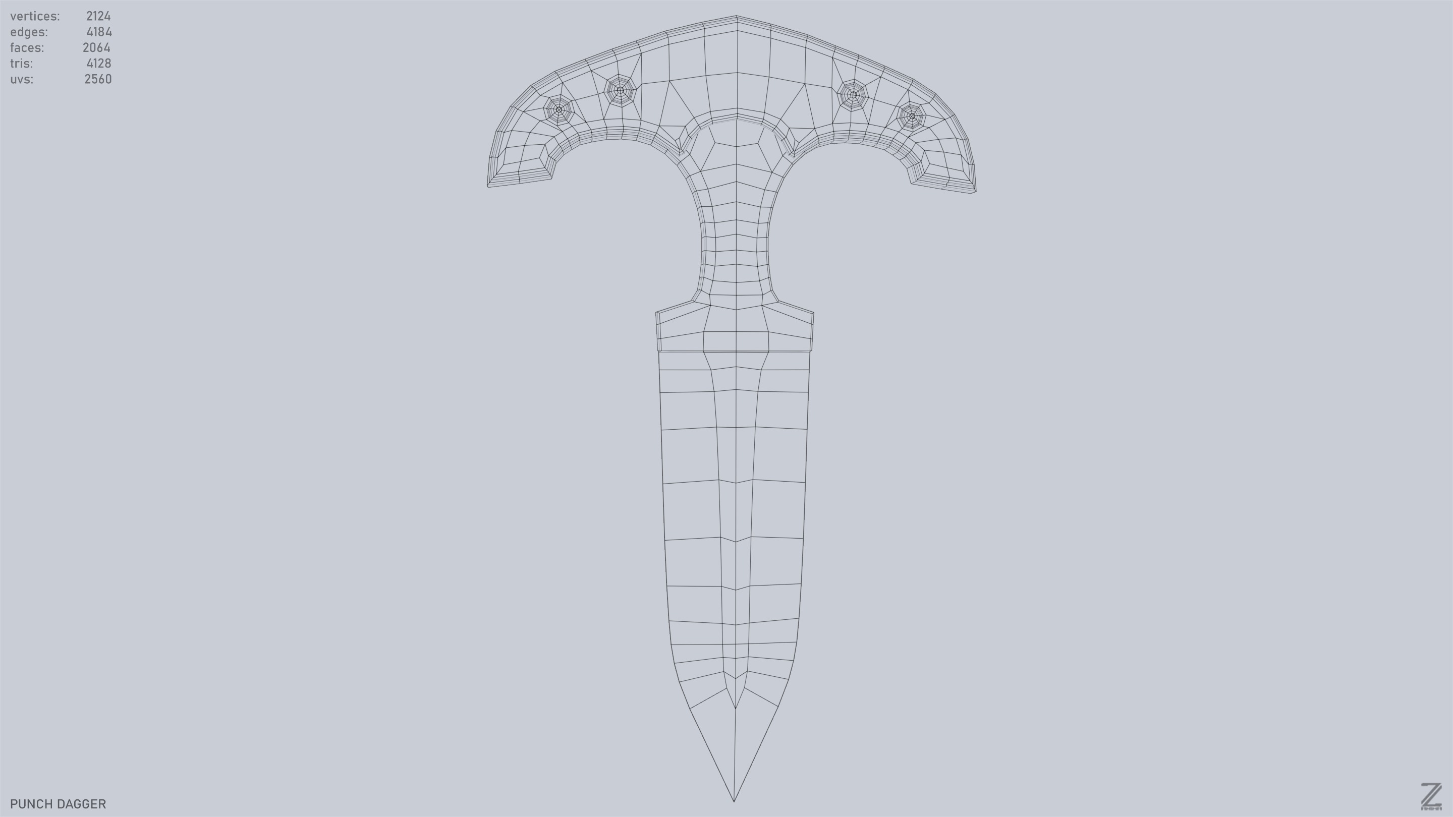 Punch dagger Low-poly 3D model_13