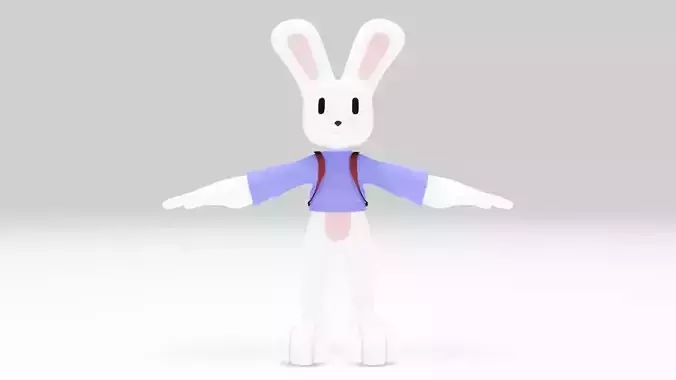 Character Rabbit white Lowpolys Rigged 