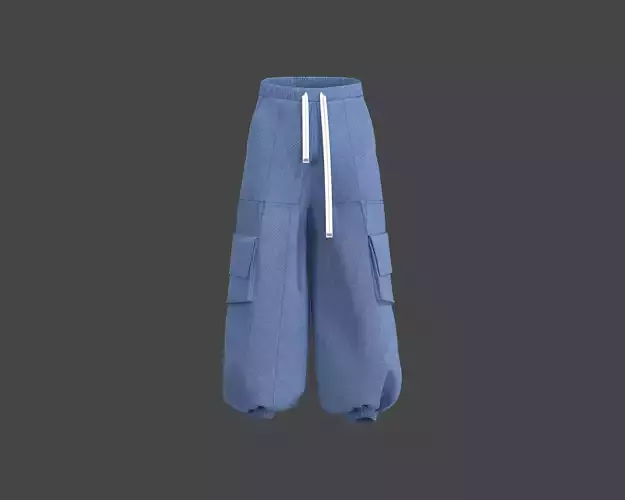 Mens multiple pockets long baggy pants 3D model
