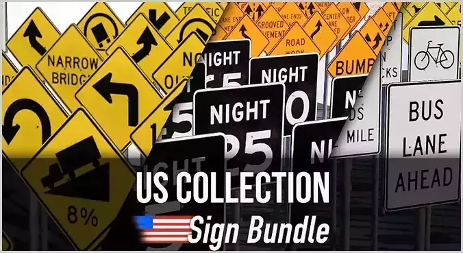 US Traffic Sign Bundle - 332 Signs