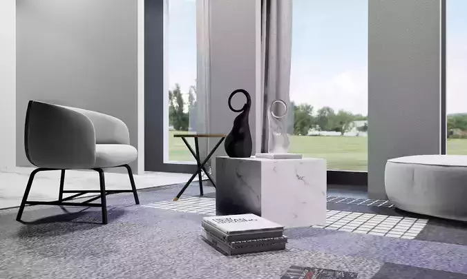 Lounge furniture curve sofa and chair 3d models  3D model