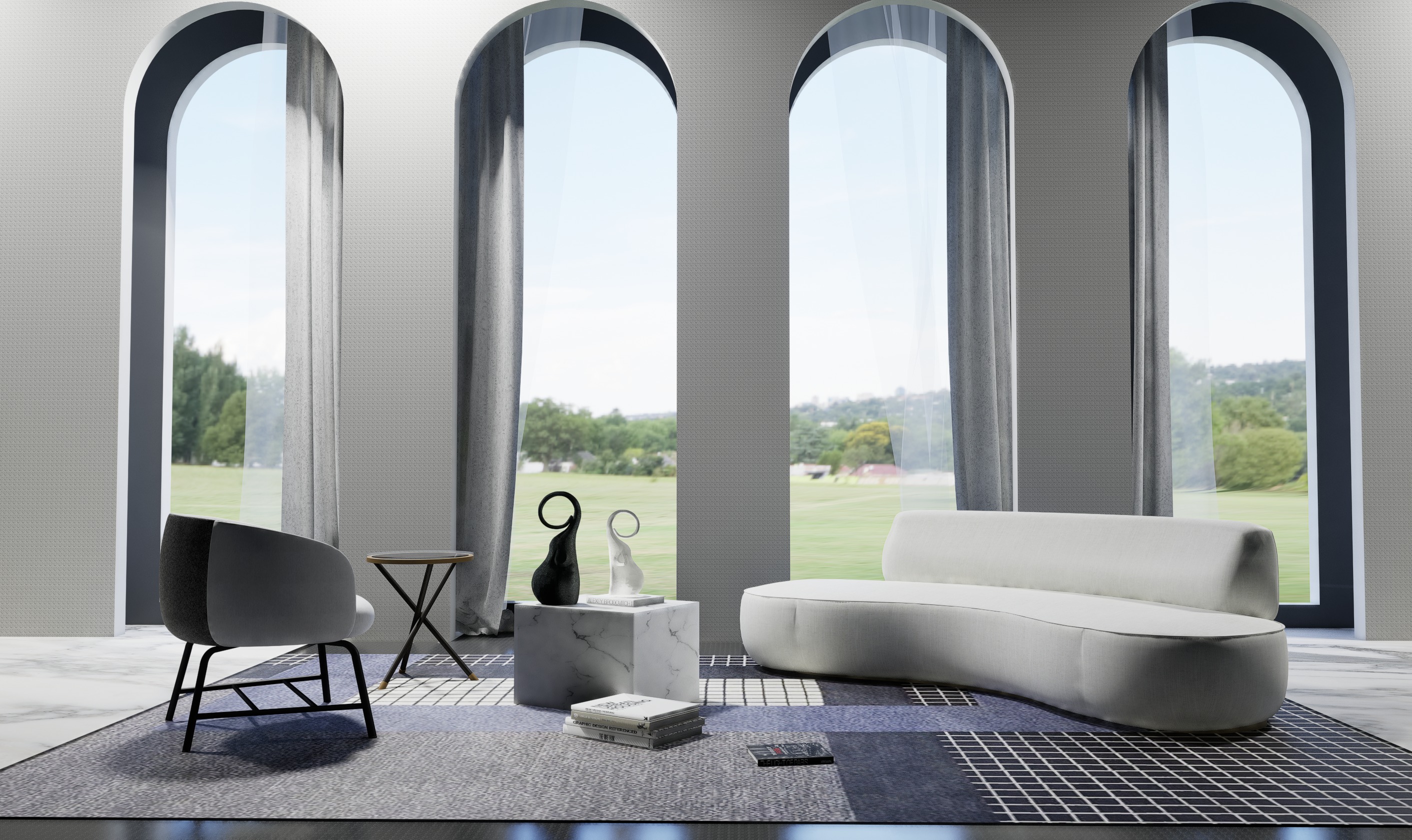 Lounge furniture curve sofa and chair 3d models  3D model_4