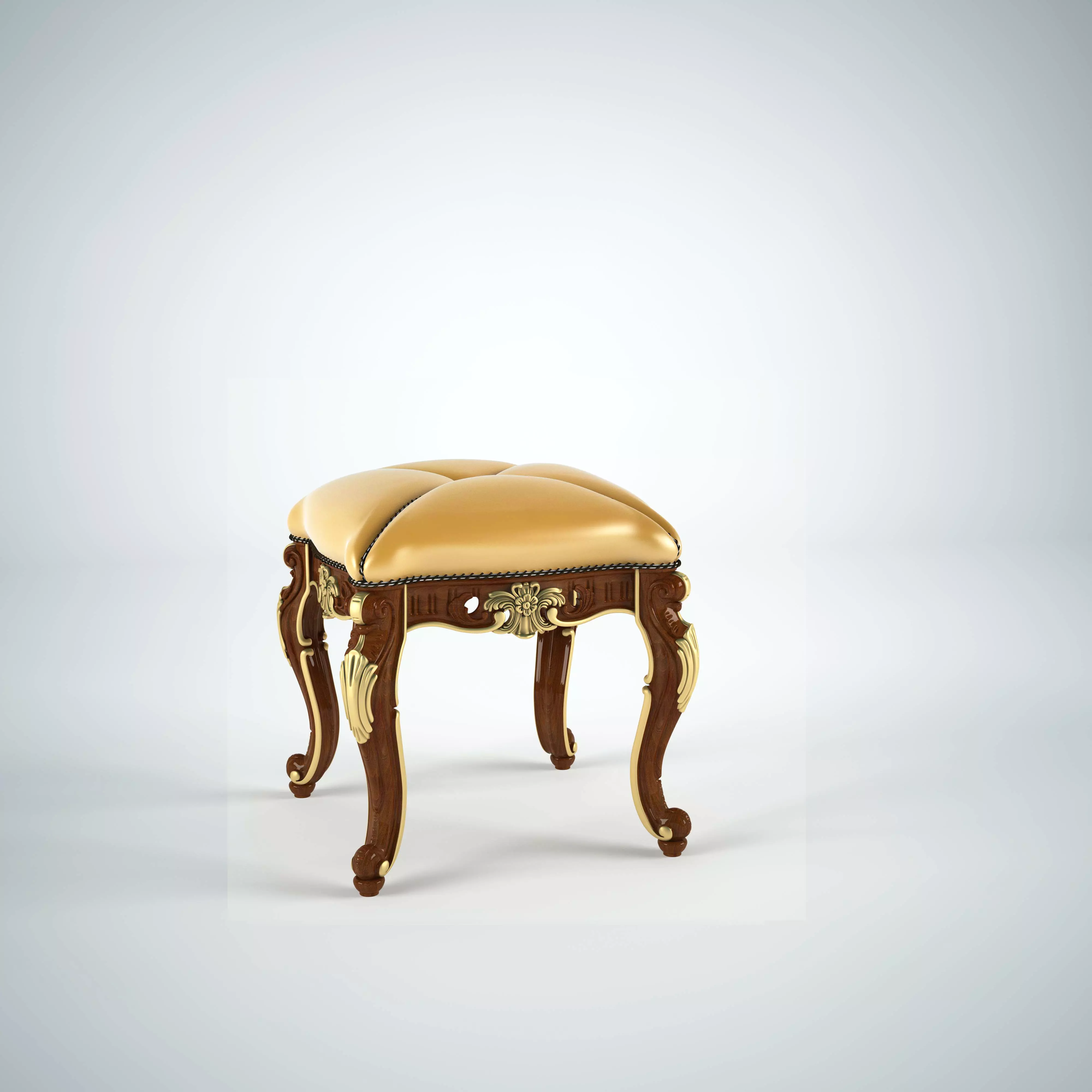 Baroque classic pouf by Modenese 3D model_0