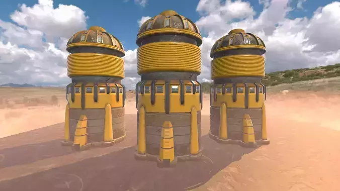 SciFi Desert Building 5  Low-poly 3D model