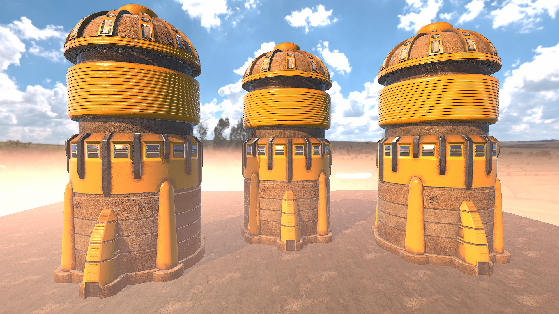 SciFi Desert Building 5  Low-poly 3D model_1